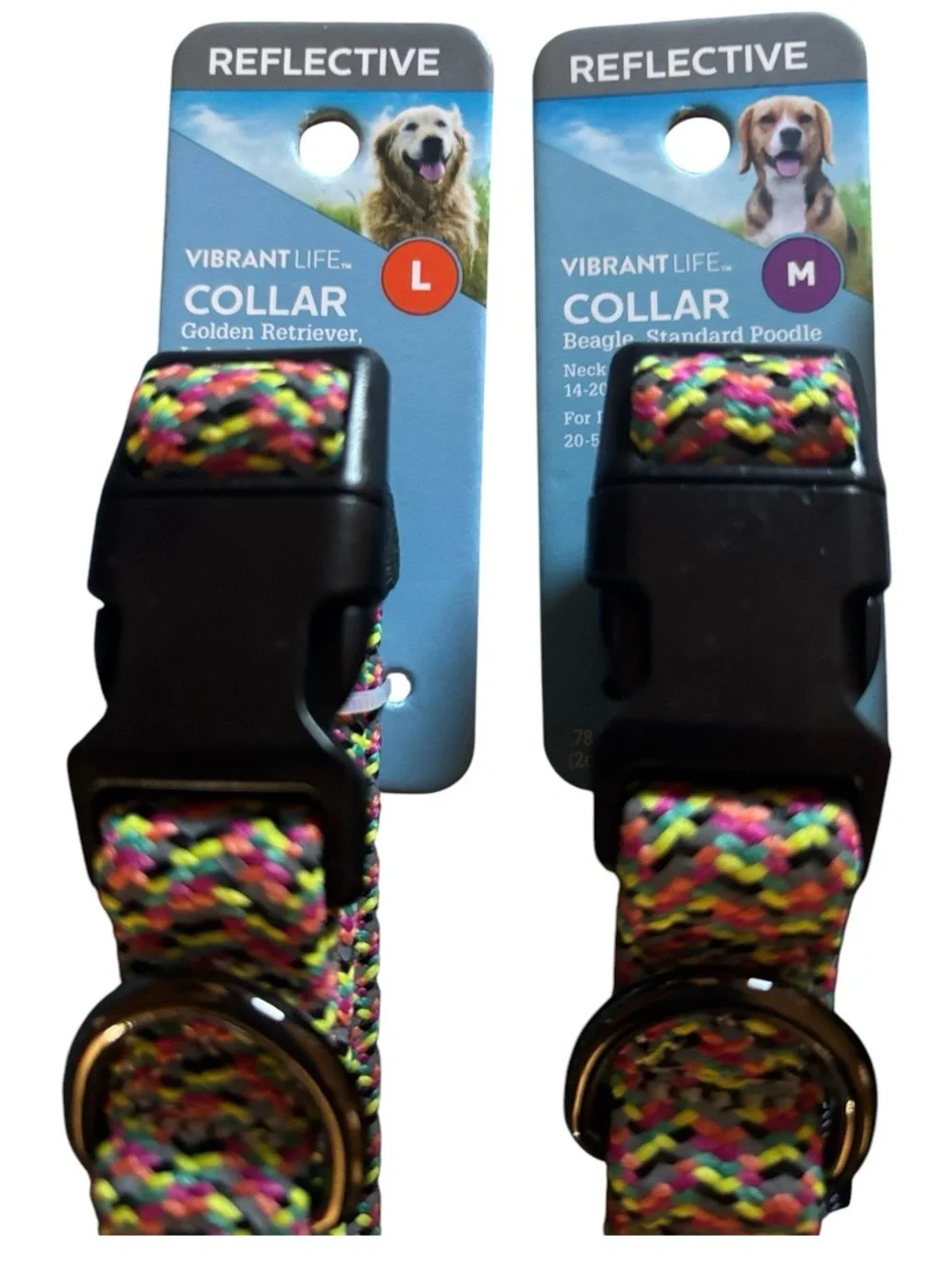 Vibrant Life | Reflective COLLAR | Multicolored Sturdy Clasp Close S M L 4 Avail